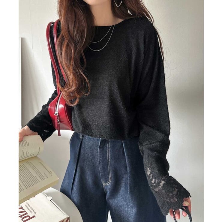 手元から華やぐ♪シーズンムード抜群、袖フラワーレース起毛トップス | Classical Elf  | 詳細画像11 