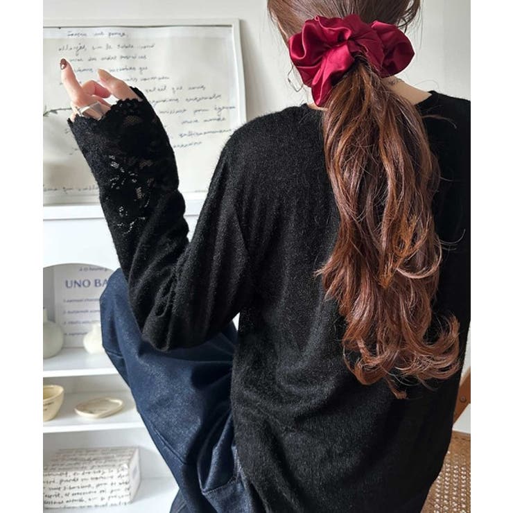 手元から華やぐ♪シーズンムード抜群、袖フラワーレース起毛トップス | Classical Elf  | 詳細画像12 