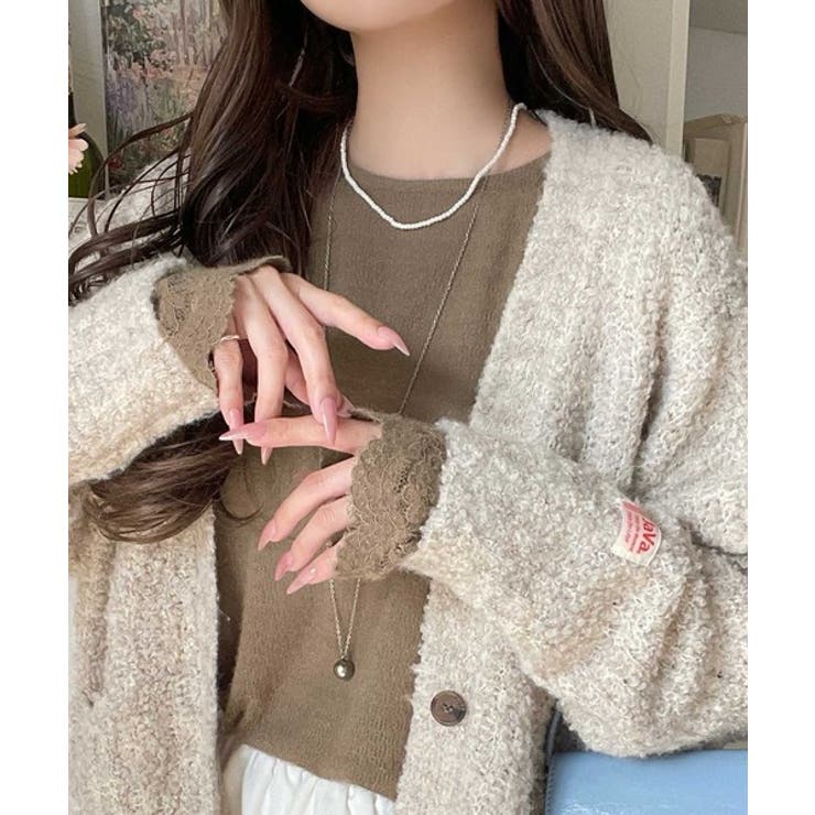 手元から華やぐ♪シーズンムード抜群、袖フラワーレース起毛トップス | Classical Elf  | 詳細画像19 