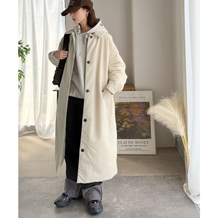 ゆるっとダボっと大人の抜け感♪あたたか機能性アウター◎襟付き中綿ロングコート | Classical Elf  | 詳細画像10 