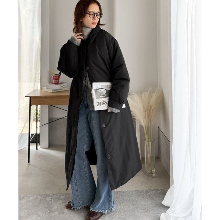 ゆるっとダボっと大人の抜け感♪あたたか機能性アウター◎襟付き中綿ロングコート | Classical Elf  | 詳細画像20 