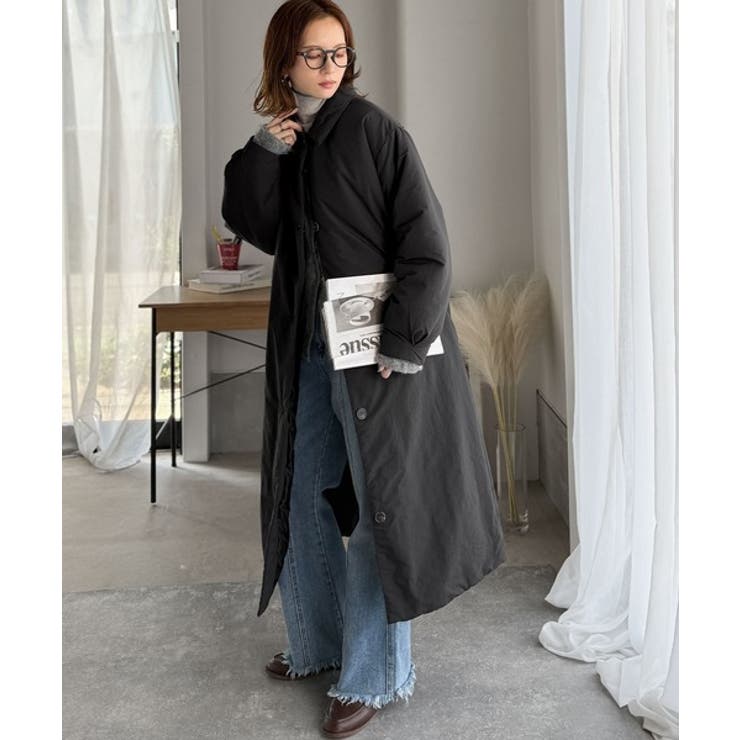 ゆるっとダボっと大人の抜け感♪あたたか機能性アウター◎襟付き中綿ロングコート | Classical Elf  | 詳細画像23 