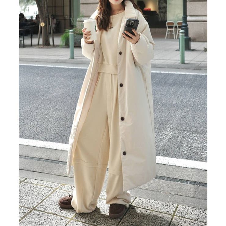 ゆるっとダボっと大人の抜け感♪あたたか機能性アウター◎襟付き中綿ロングコート | Classical Elf  | 詳細画像1 