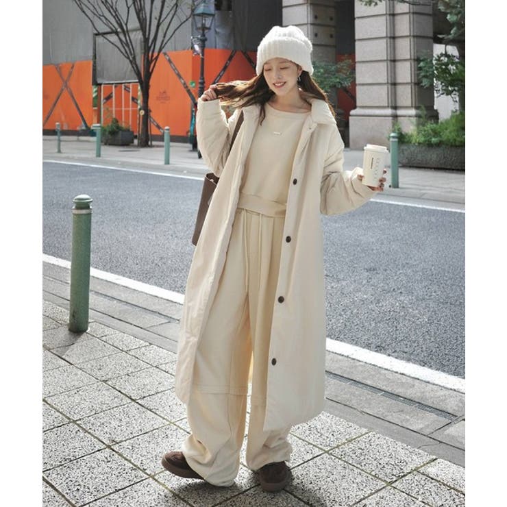 ゆるっとダボっと大人の抜け感♪あたたか機能性アウター◎襟付き中綿ロングコート | Classical Elf  | 詳細画像2 