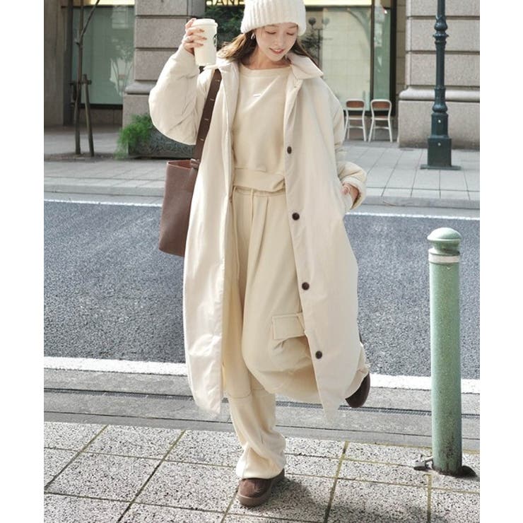 ゆるっとダボっと大人の抜け感♪あたたか機能性アウター◎襟付き中綿ロングコート | Classical Elf  | 詳細画像4 