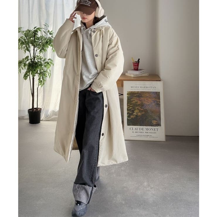 ゆるっとダボっと大人の抜け感♪あたたか機能性アウター◎襟付き中綿ロングコート | Classical Elf  | 詳細画像7 