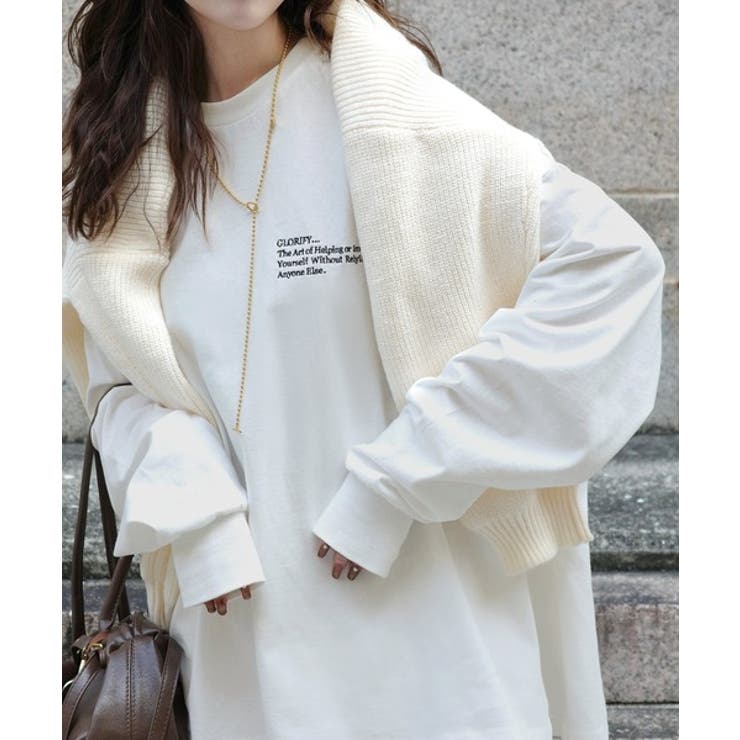 ベーシックに今っぽバランスの“余裕”をプラス。綿100％胸刺繍入りロンT | Classical Elf  | 詳細画像2 