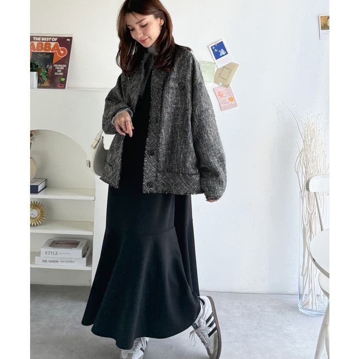 羽織るだけで華やかな存在感♪ポケットデザインコクーンツイードオーバーサイズジャケ… | Classical Elf  | 詳細画像10 