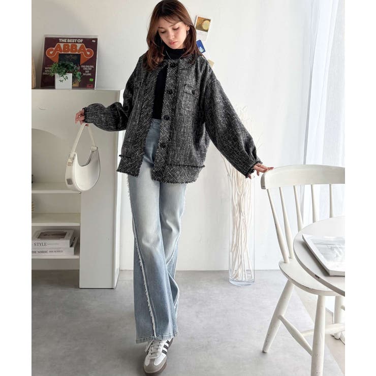 羽織るだけで華やかな存在感♪ポケットデザインコクーンツイードオーバーサイズジャケ… | Classical Elf  | 詳細画像19 