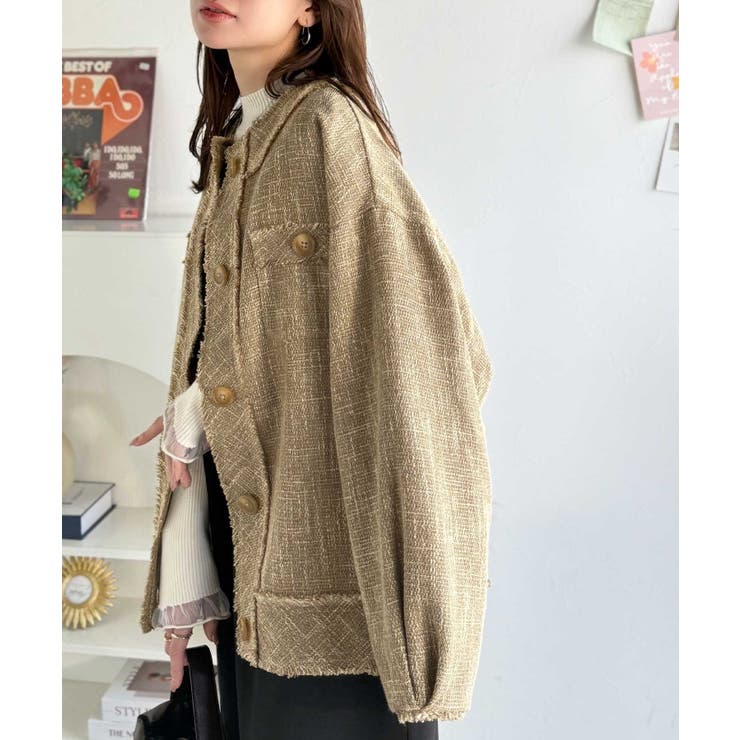 羽織るだけで華やかな存在感♪ポケットデザインコクーンツイードオーバーサイズジャケ… | Classical Elf  | 詳細画像31 