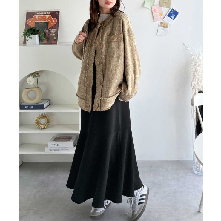 羽織るだけで華やかな存在感♪ポケットデザインコクーンツイードオーバーサイズジャケ… | Classical Elf  | 詳細画像34 