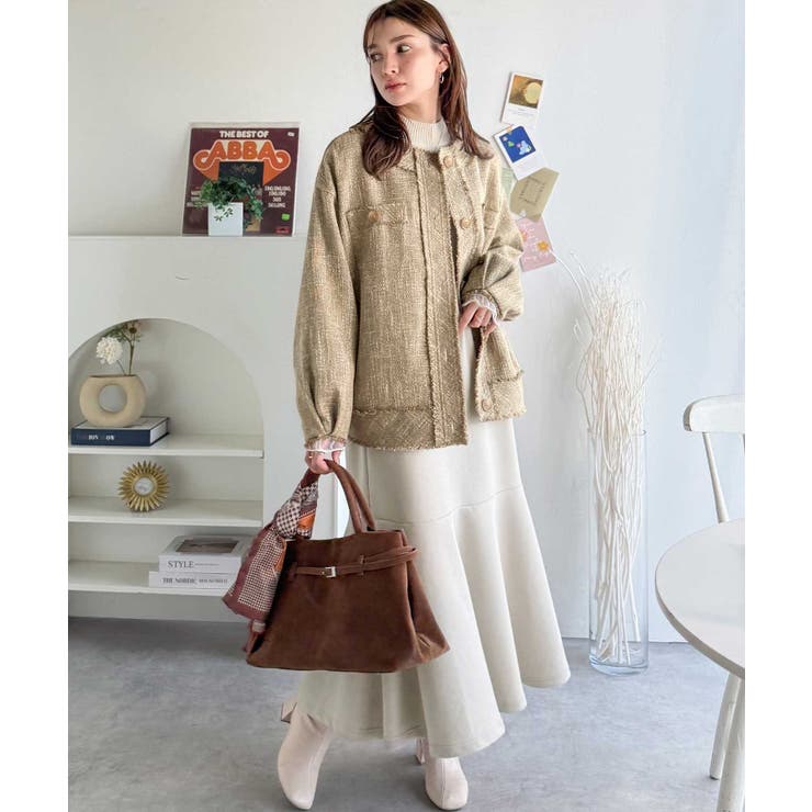 羽織るだけで華やかな存在感♪ポケットデザインコクーンツイードオーバーサイズジャケ… | Classical Elf  | 詳細画像36 