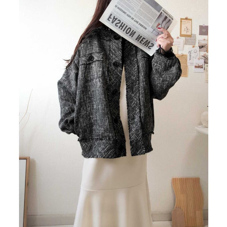 羽織るだけで華やかな存在感♪ポケットデザインコクーンツイードオーバーサイズジャケ… | Classical Elf  | 詳細画像5 