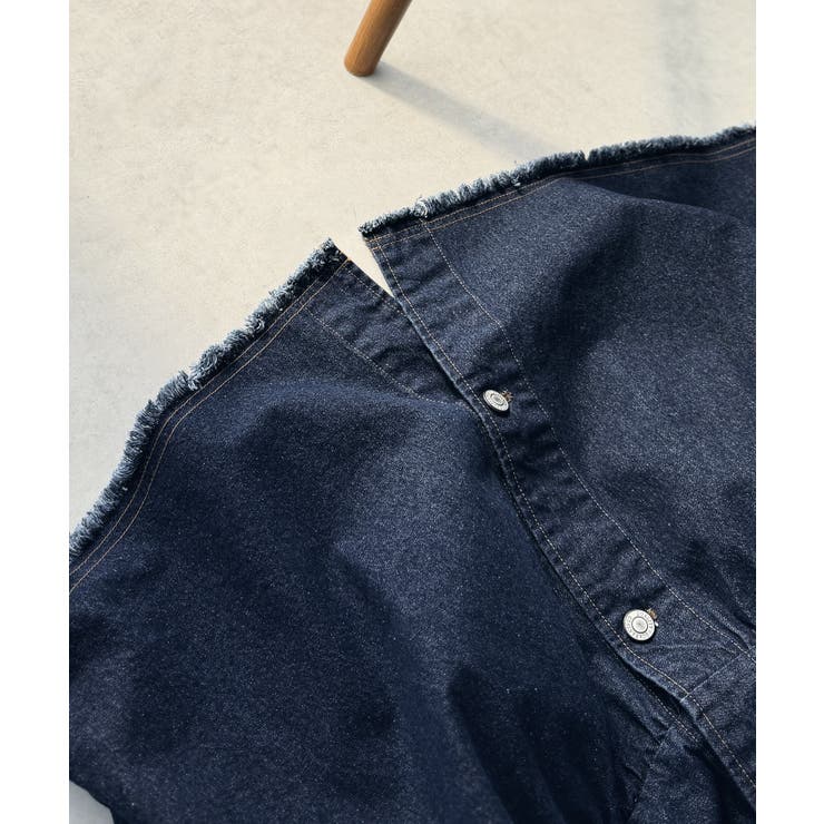 フリンジ×デニムの最強コンビ！綿100％ペプラムノーカラーデニムジャケット | Classical Elf  | 詳細画像45 