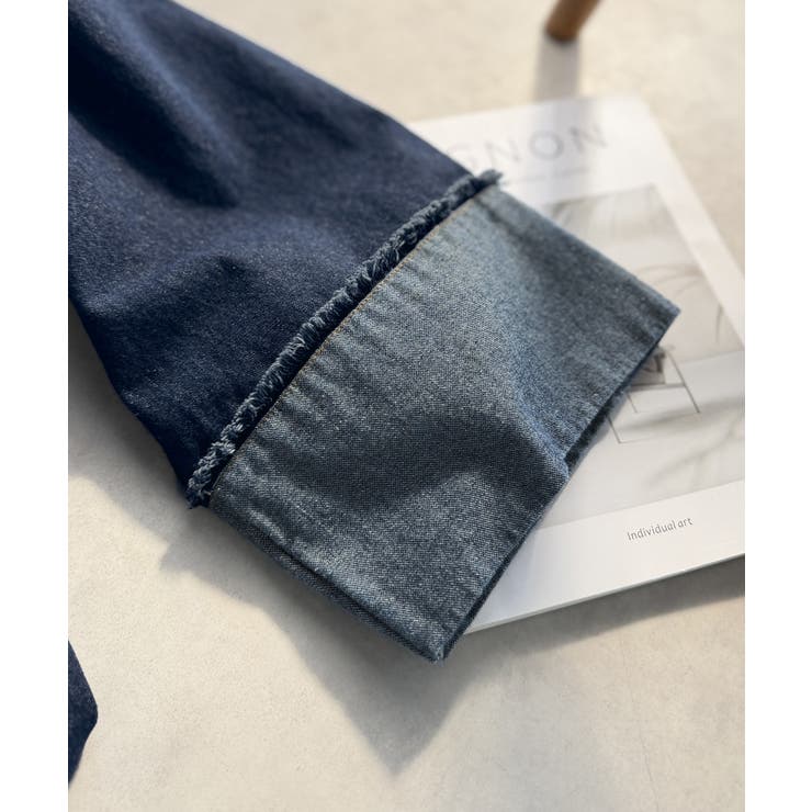 フリンジ×デニムの最強コンビ！綿100％ペプラムノーカラーデニムジャケット | Classical Elf  | 詳細画像47 