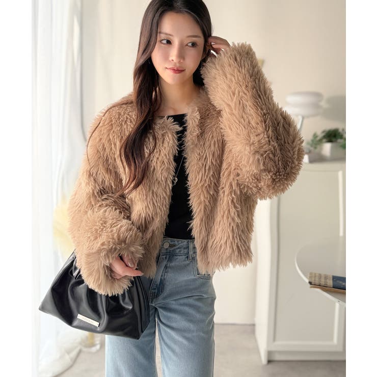 品なノーカラーショートファーコート。ノーカラーショートファーコート | Classical Elf  | 詳細画像10 