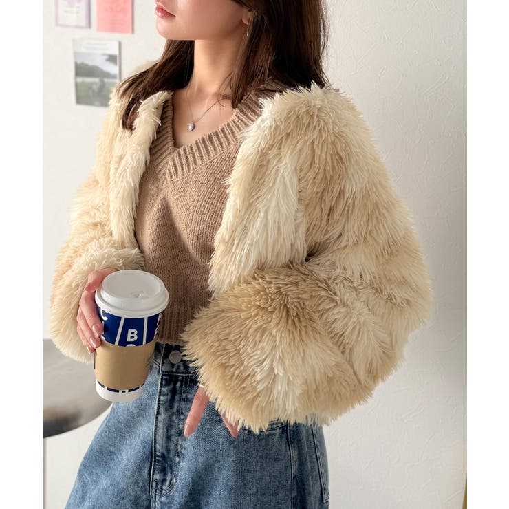 品なノーカラーショートファーコート。ノーカラーショートファーコート | Classical Elf  | 詳細画像28 