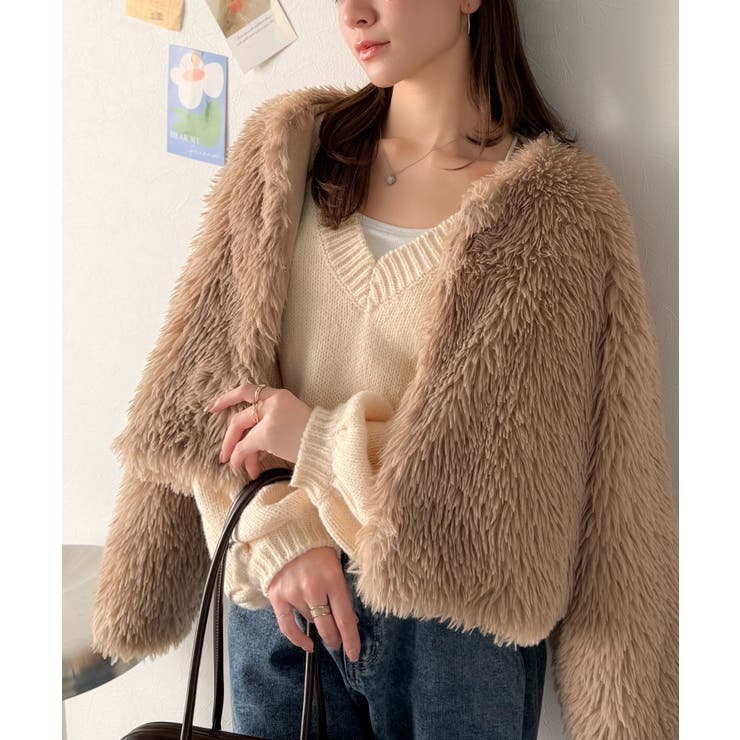 品なノーカラーショートファーコート。ノーカラーショートファーコート | Classical Elf  | 詳細画像5 