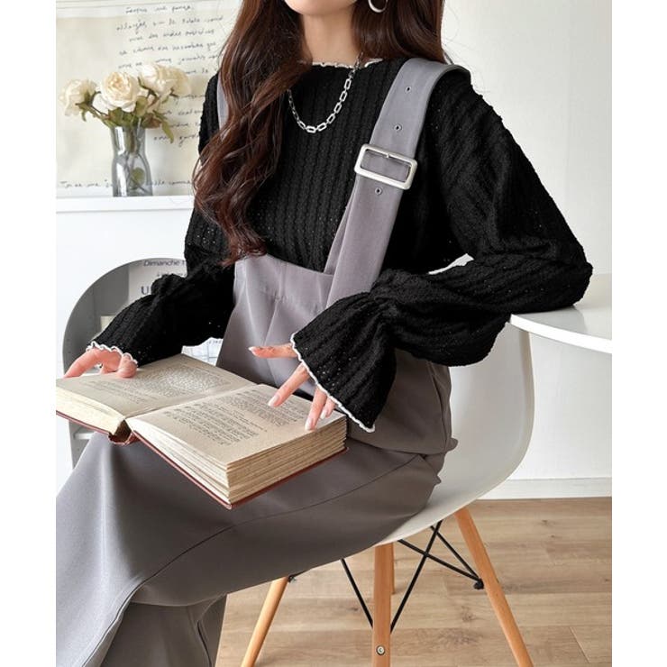 甘すぎない、透け感フェミニン。透かし編みキャンディスリーブ配色メロウトップス | Classical Elf  | 詳細画像23 