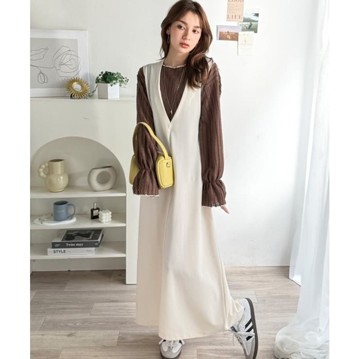 甘すぎない、透け感フェミニン。透かし編みキャンディスリーブ配色メロウトップス | Classical Elf  | 詳細画像31 