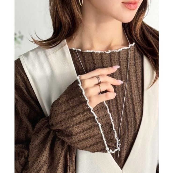 甘すぎない、透け感フェミニン。透かし編みキャンディスリーブ配色メロウトップス | Classical Elf  | 詳細画像32 