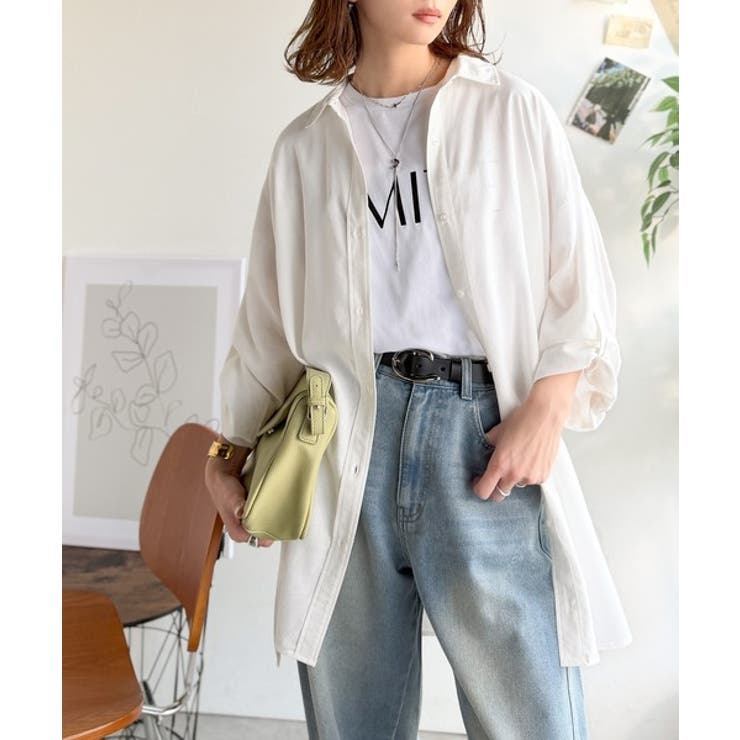 【機能性素材】軽やかにデイリーに使える。レーヨン麻混オーバーサイズロールアップシ… | Classical Elf  | 詳細画像6 