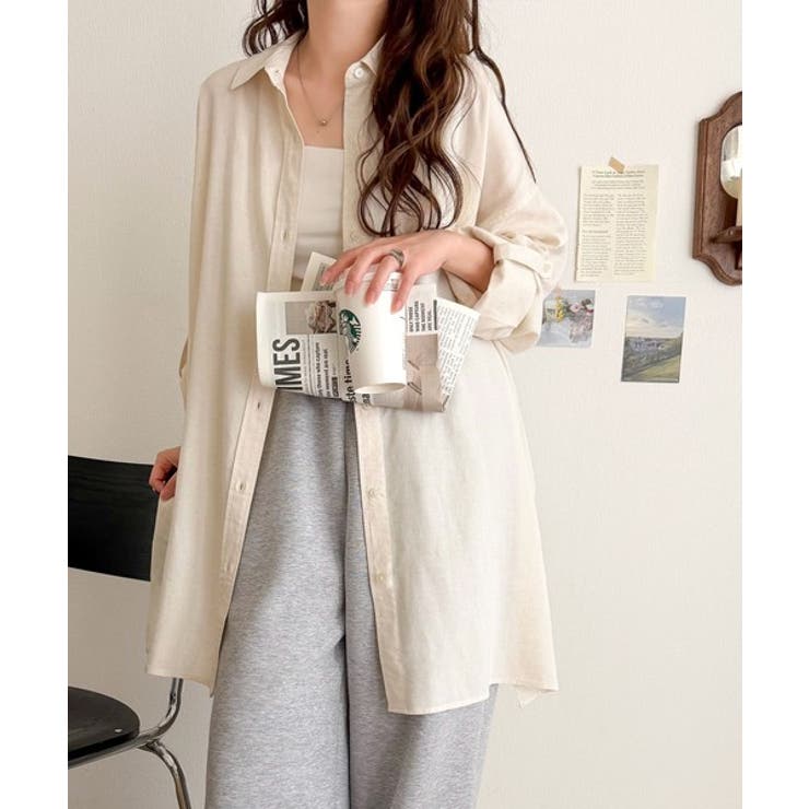 【機能性素材】軽やかにデイリーに使える。レーヨン麻混オーバーサイズロールアップシ… | Classical Elf  | 詳細画像12 