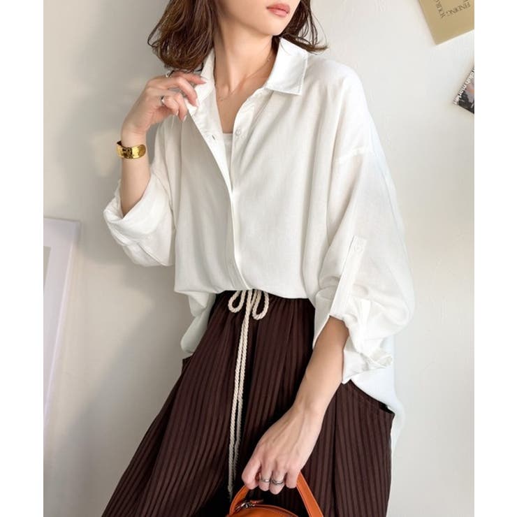 【機能性素材】軽やかにデイリーに使える。レーヨン麻混オーバーサイズロールアップシ… | Classical Elf  | 詳細画像1 