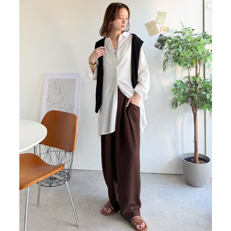 【機能性素材】軽やかにデイリーに使える。レーヨン麻混オーバーサイズロールアップシ… | Classical Elf  | 詳細画像5 