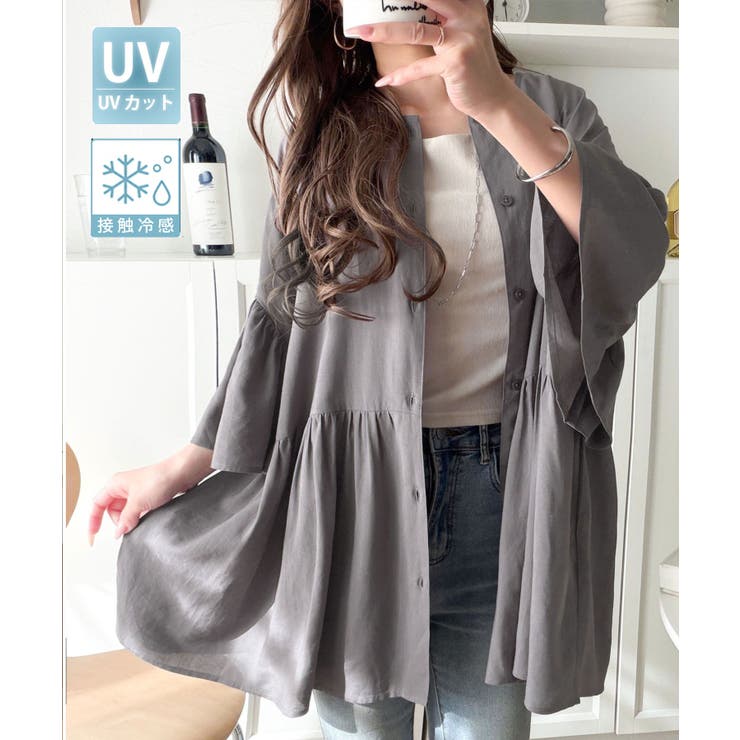 チャコール | 【接触冷感 UVカット機能付き】涼感ひらり、上品きれい。麻混 前後2way | Classical Elf 