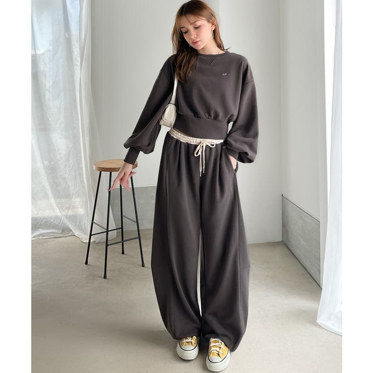 履くだけで“美脚バランス”完成！配色ウエストで差がつく、裏毛スウェットカーブパン… | Classical Elf  | 詳細画像26 