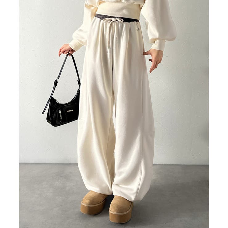 履くだけで“美脚バランス”完成！配色ウエストで差がつく、裏毛スウェットカーブパン… | Classical Elf  | 詳細画像4 