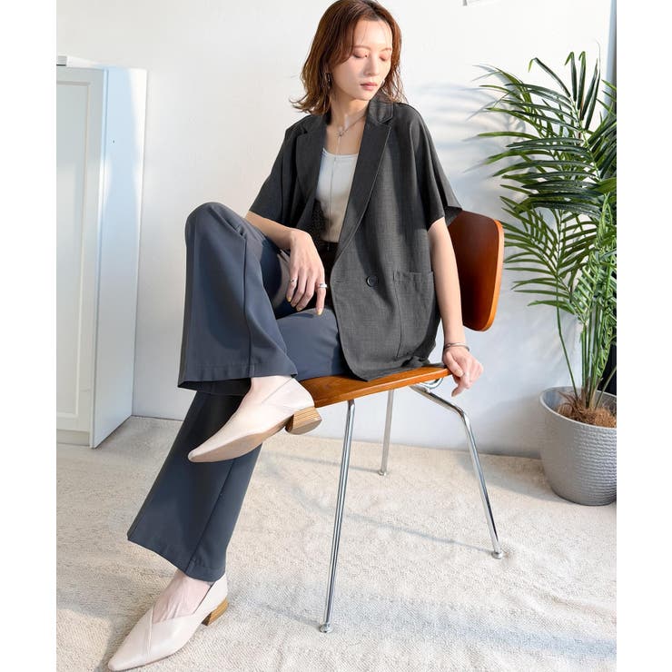 纏うだけで上品見え。リネンライクドルマンスリーブテーラードダブルジャケット（半袖… | Classical Elf  | 詳細画像16 