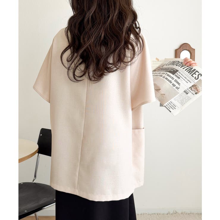 纏うだけで上品見え。リネンライクドルマンスリーブテーラードダブルジャケット（半袖… | Classical Elf  | 詳細画像26 