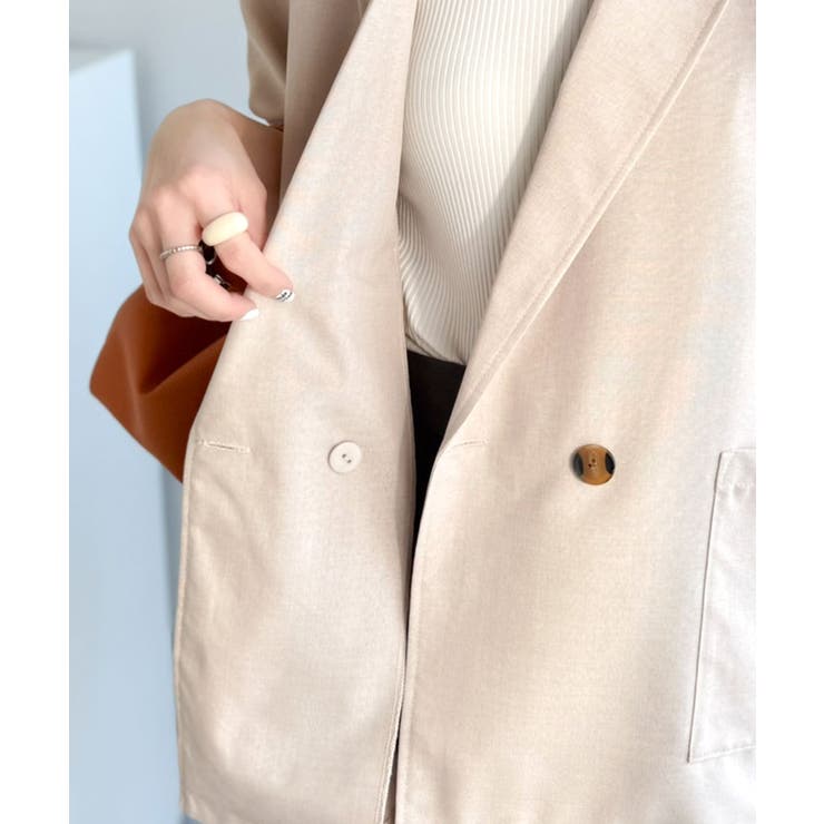 纏うだけで上品見え。リネンライクドルマンスリーブテーラードダブルジャケット（半袖… | Classical Elf  | 詳細画像31 