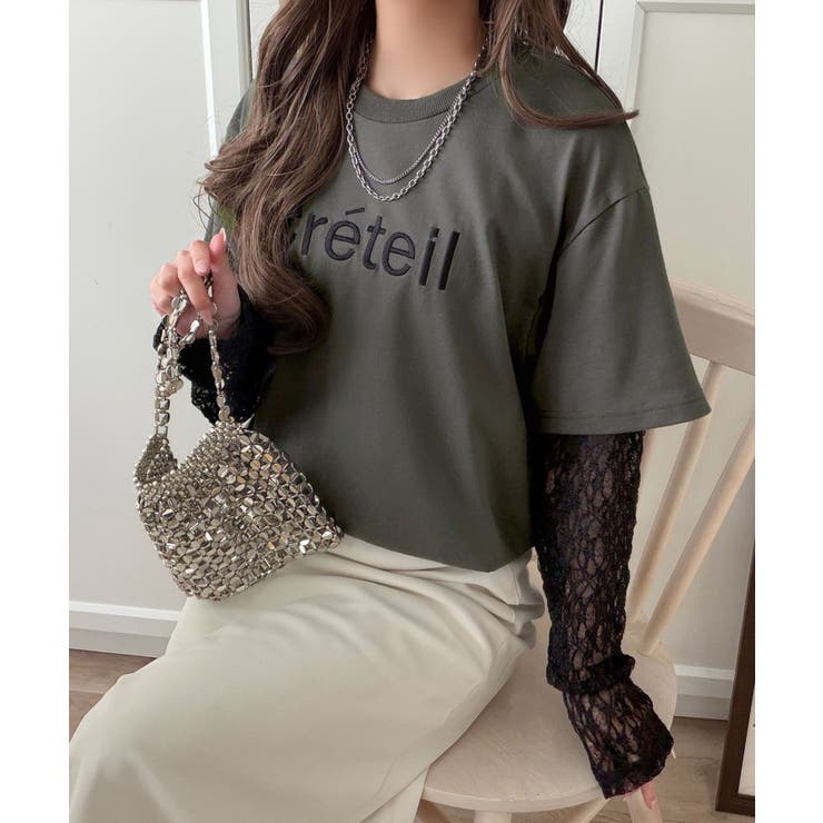 レースでカジュアルの中に女性らしさをプラス!レイヤード風レース袖ドッキングTシャ… | Classical Elf  | 詳細画像21 