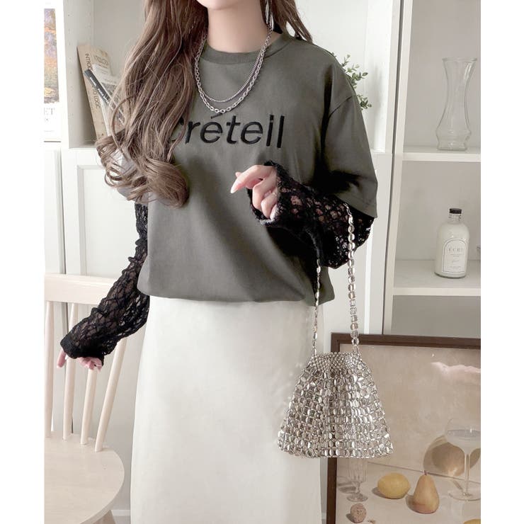 レースでカジュアルの中に女性らしさをプラス!レイヤード風レース袖ドッキングTシャ… | Classical Elf  | 詳細画像23 