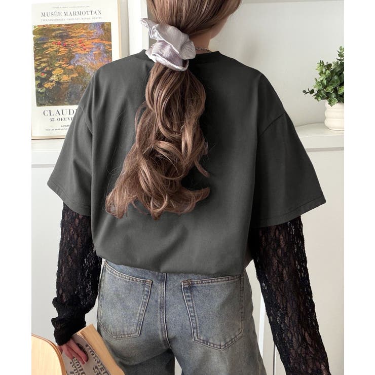 レースでカジュアルの中に女性らしさをプラス!レイヤード風レース袖ドッキングTシャ… | Classical Elf  | 詳細画像25 
