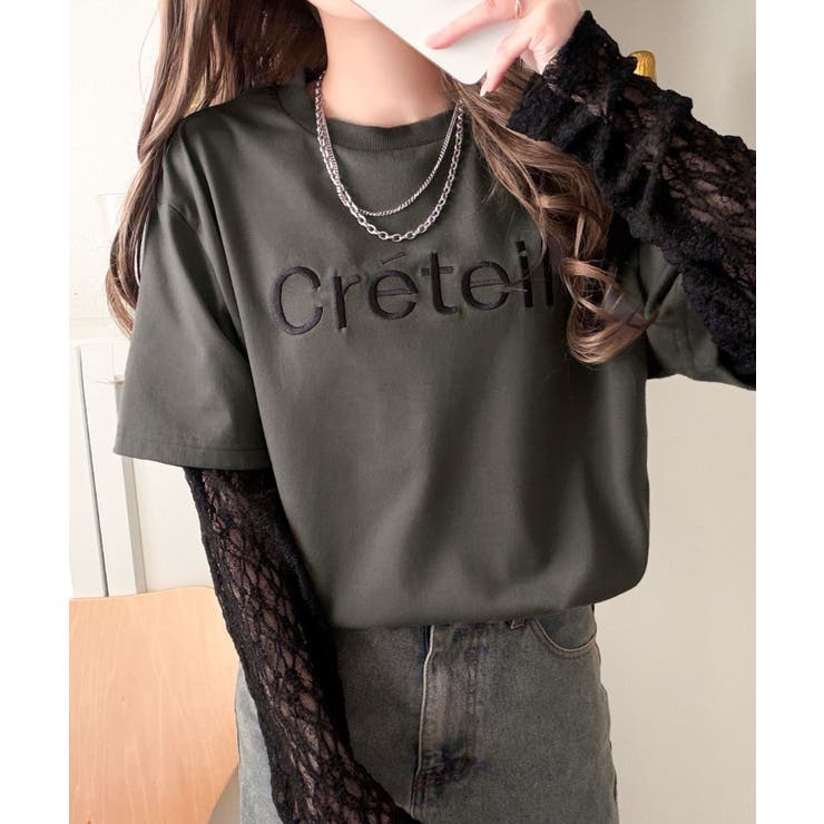 チャコール | レースでカジュアルの中に女性らしさをプラス!レイヤード風レース袖ドッキングTシャ… | Classical Elf 