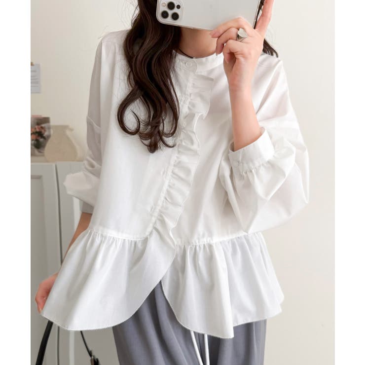 ふわっと華やかシルエット美人♪柄アソートフリルデザインブラウス | Classical Elf  | 詳細画像7 