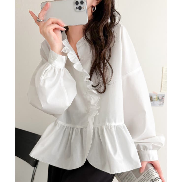 ふわっと華やかシルエット美人♪柄アソートフリルデザインブラウス | Classical Elf  | 詳細画像11 