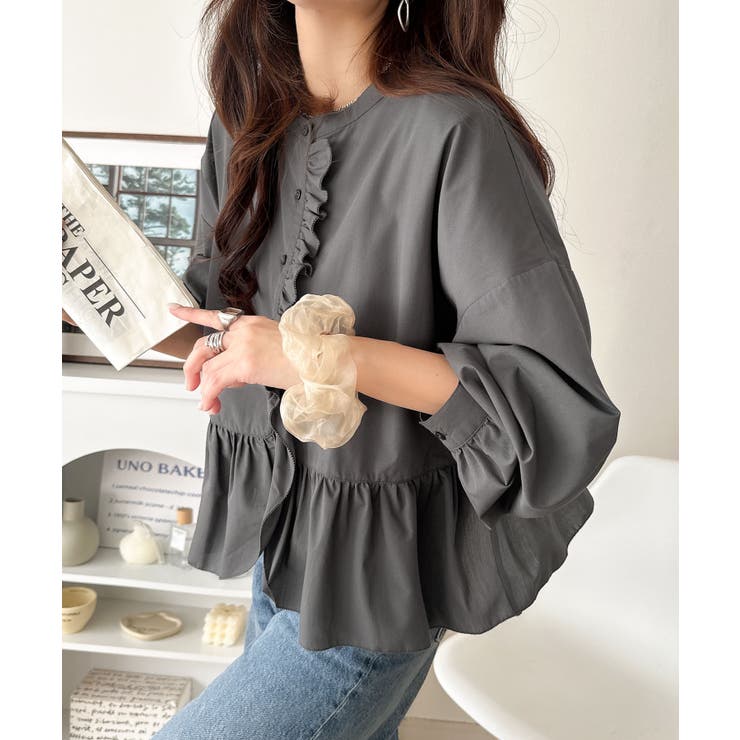 ふわっと華やかシルエット美人♪柄アソートフリルデザインブラウス | Classical Elf  | 詳細画像12 