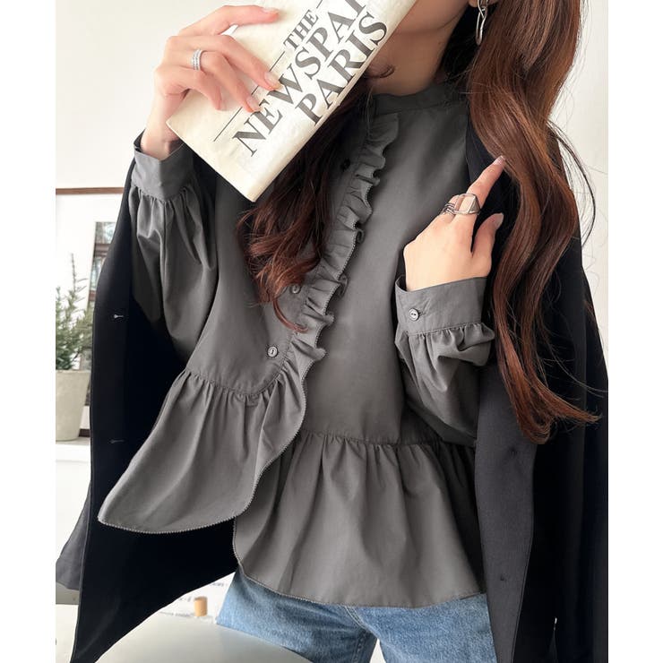 ふわっと華やかシルエット美人♪柄アソートフリルデザインブラウス | Classical Elf  | 詳細画像13 