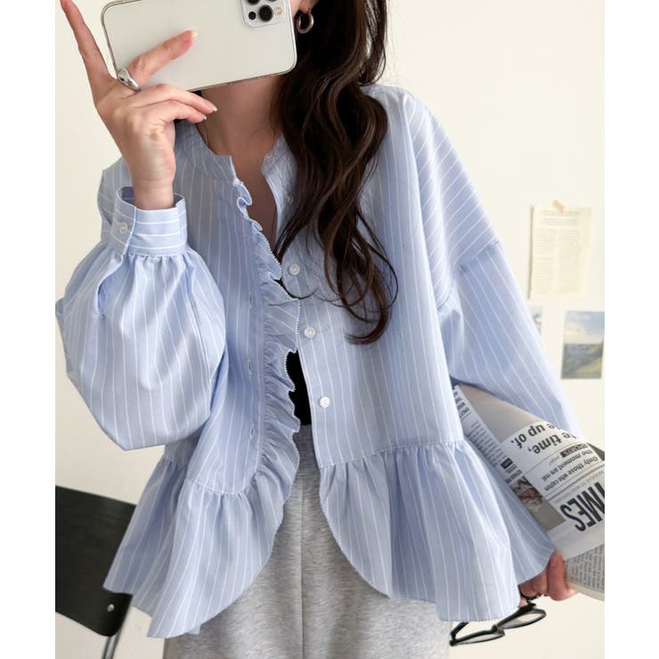 ふわっと華やかシルエット美人♪柄アソートフリルデザインブラウス | Classical Elf  | 詳細画像20 