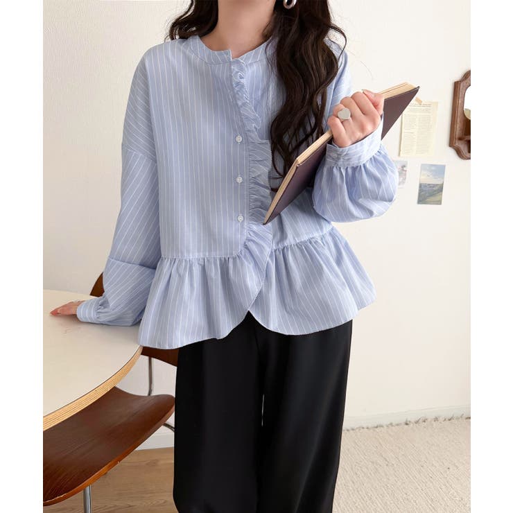 ふわっと華やかシルエット美人♪柄アソートフリルデザインブラウス | Classical Elf  | 詳細画像23 