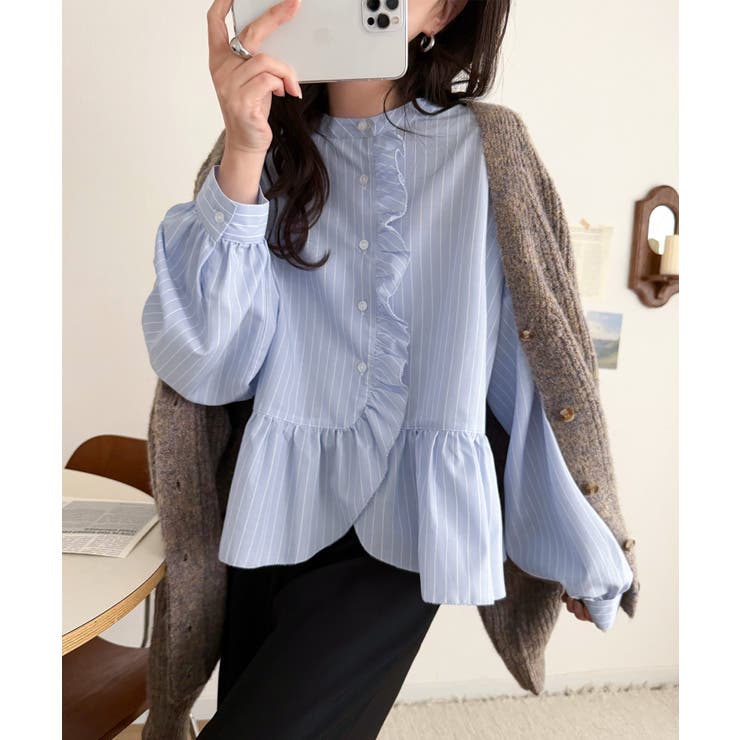 ふわっと華やかシルエット美人♪柄アソートフリルデザインブラウス | Classical Elf  | 詳細画像25 