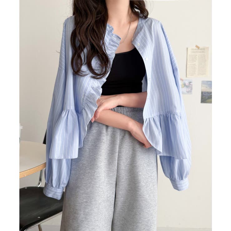 ふわっと華やかシルエット美人♪柄アソートフリルデザインブラウス | Classical Elf  | 詳細画像27 