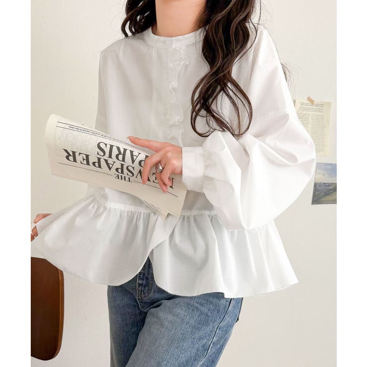 ふわっと華やかシルエット美人♪柄アソートフリルデザインブラウス | Classical Elf  | 詳細画像1 