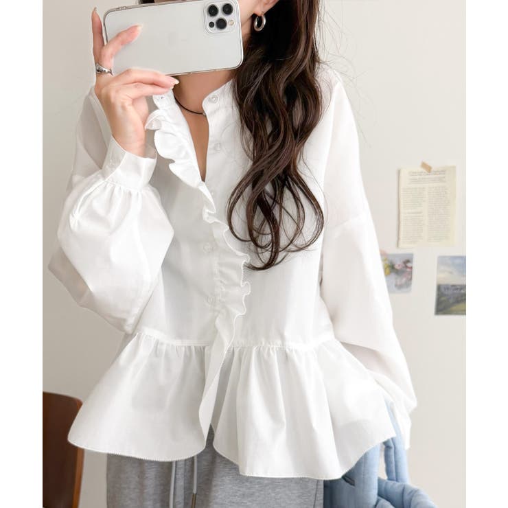 ふわっと華やかシルエット美人♪柄アソートフリルデザインブラウス | Classical Elf  | 詳細画像5 