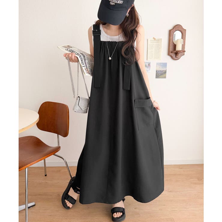 重ね着が楽しい♪着回し自在◎リネンライク素材胸元ギャザー＆ポケット使いAラインジ… | Classical Elf  | 詳細画像7 